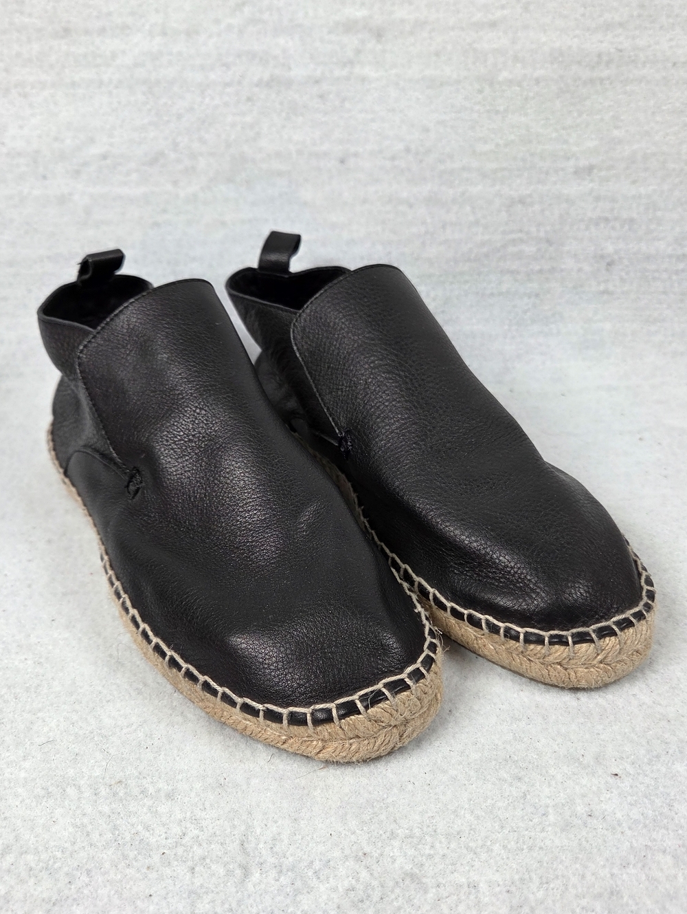 Vince Ronan Black Lea Espadrille Loafer Size 8